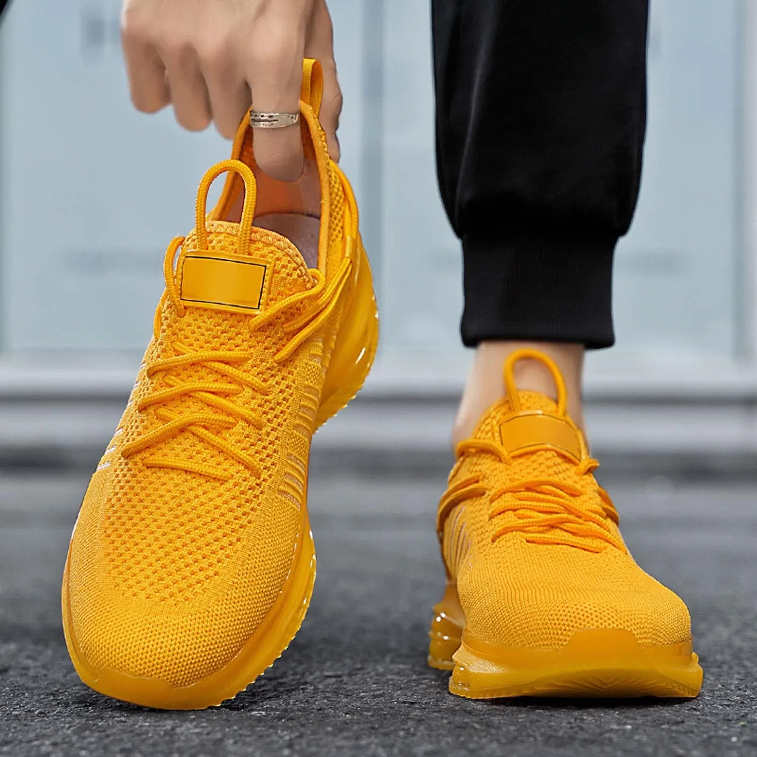Детские кроссовки с сетчатым верхом Unisex Daily Wear Lightweight Sports, Yellow — фото 2