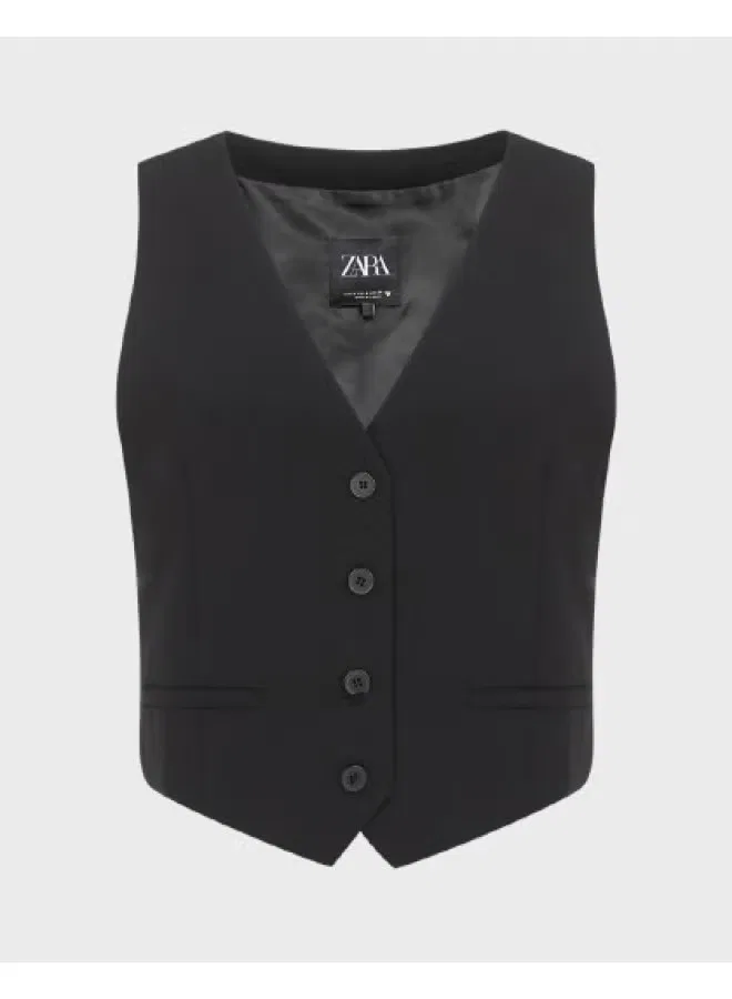 Жилет деловой с принтом Zara, черный