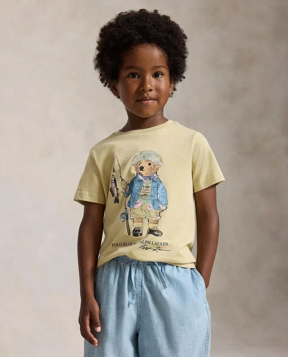 Детская футболка для мальчиков хлопковая Polo Bear Polo Ralph Lauren, Crema