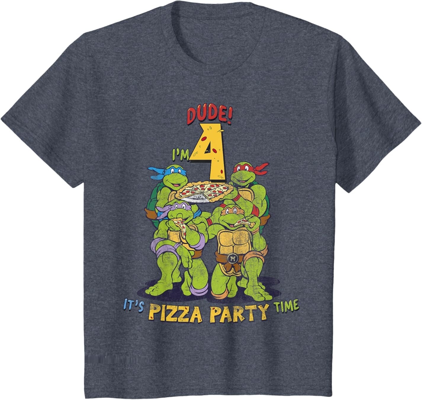 

Футболка для подростков Teenage Mutant Ninja Turtles I'm 4 Dude Pizza Birthday Party, синий вереск