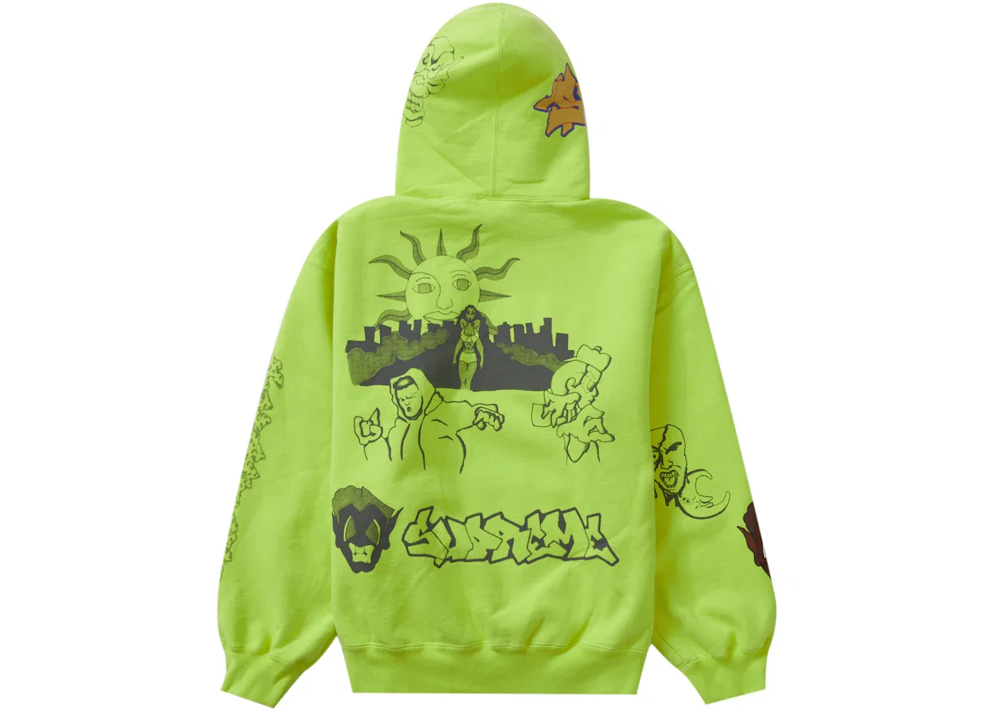 Мужская худи с капюшоном Supreme Sweatshirt, Acid Green — фото 2