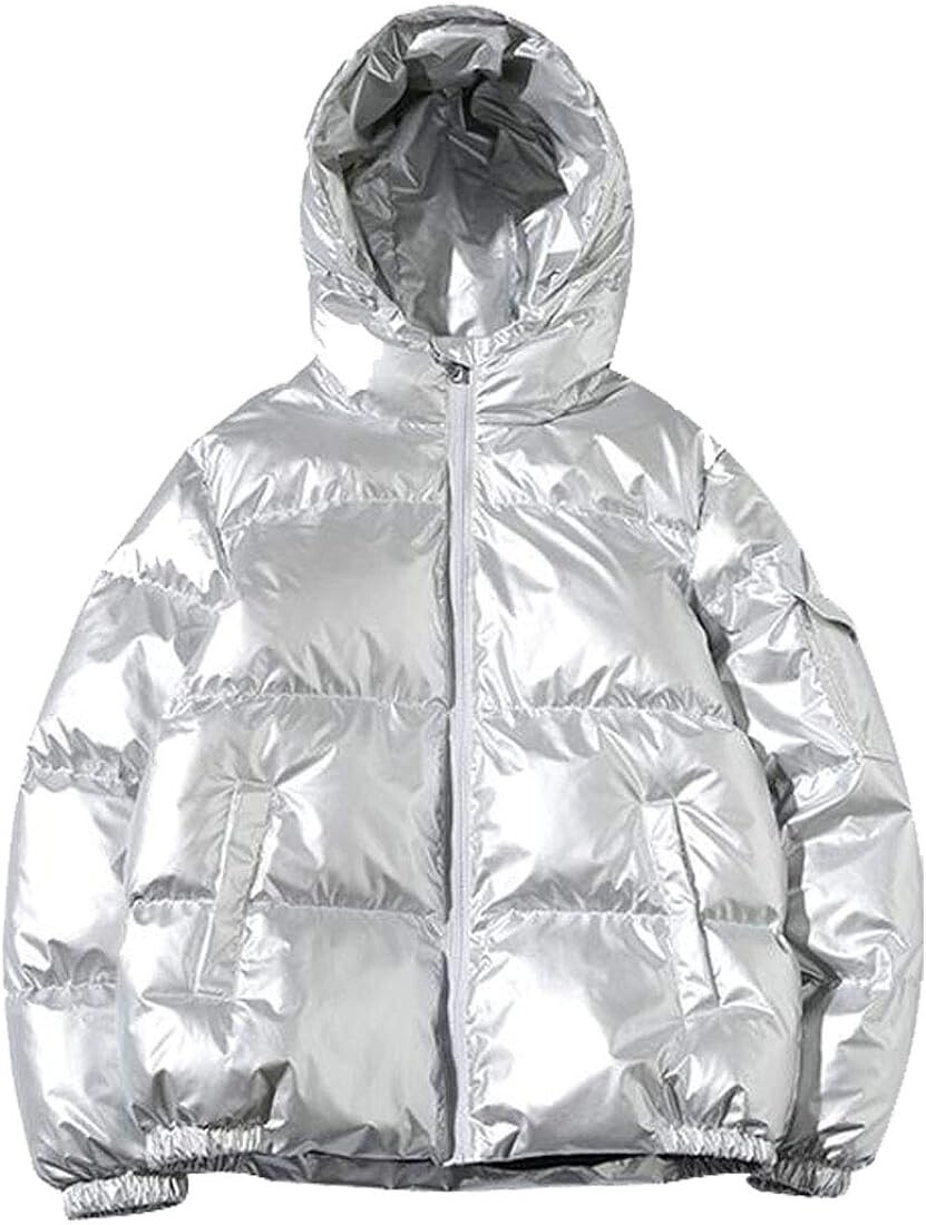 

Куртка HZCX FASHION Men's Winter Solid Color Metallic with Hood, серебристый