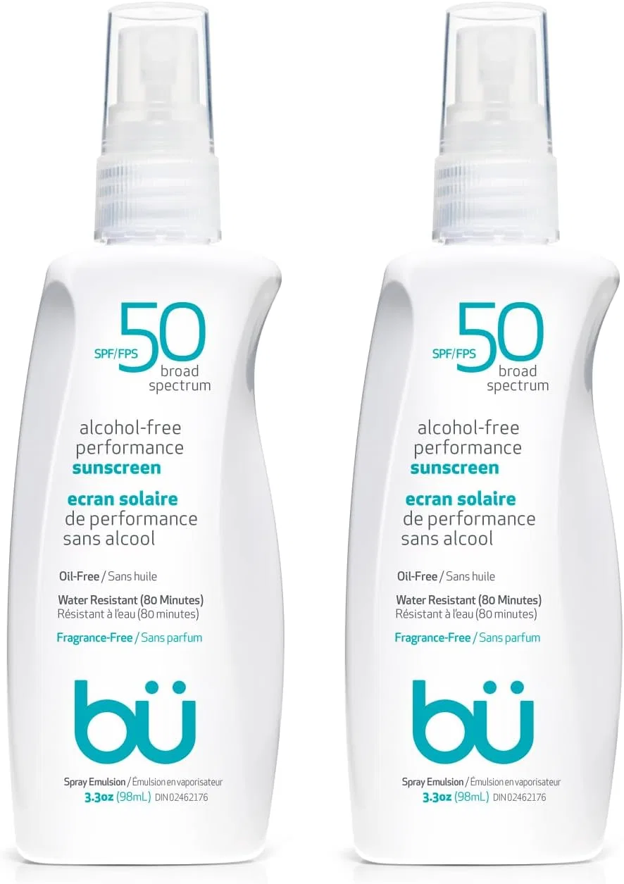 Солнцезащитный спрей SPF 50 Bu, 2 шт. по 3.3 унции, бесцветный