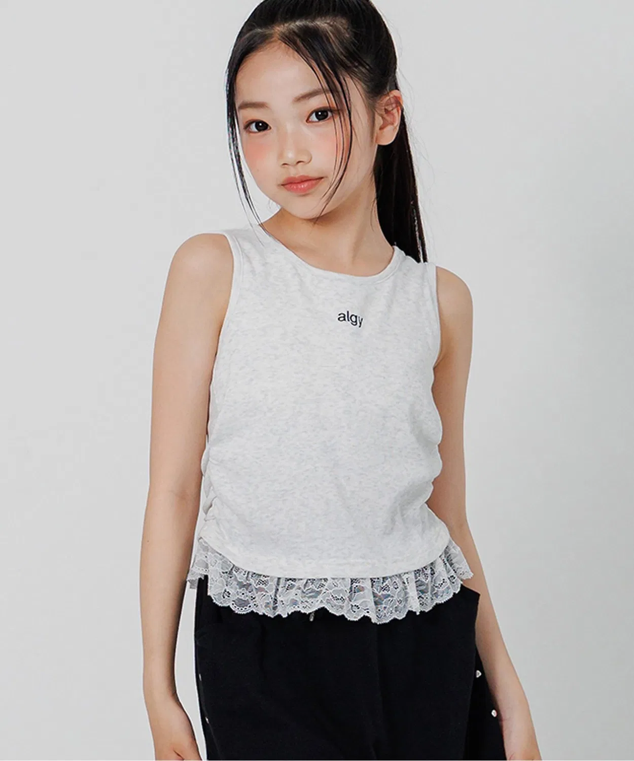 Детский топ-комбинезон без рукавов с кружевом, модель Layered Tank, algy, Off White