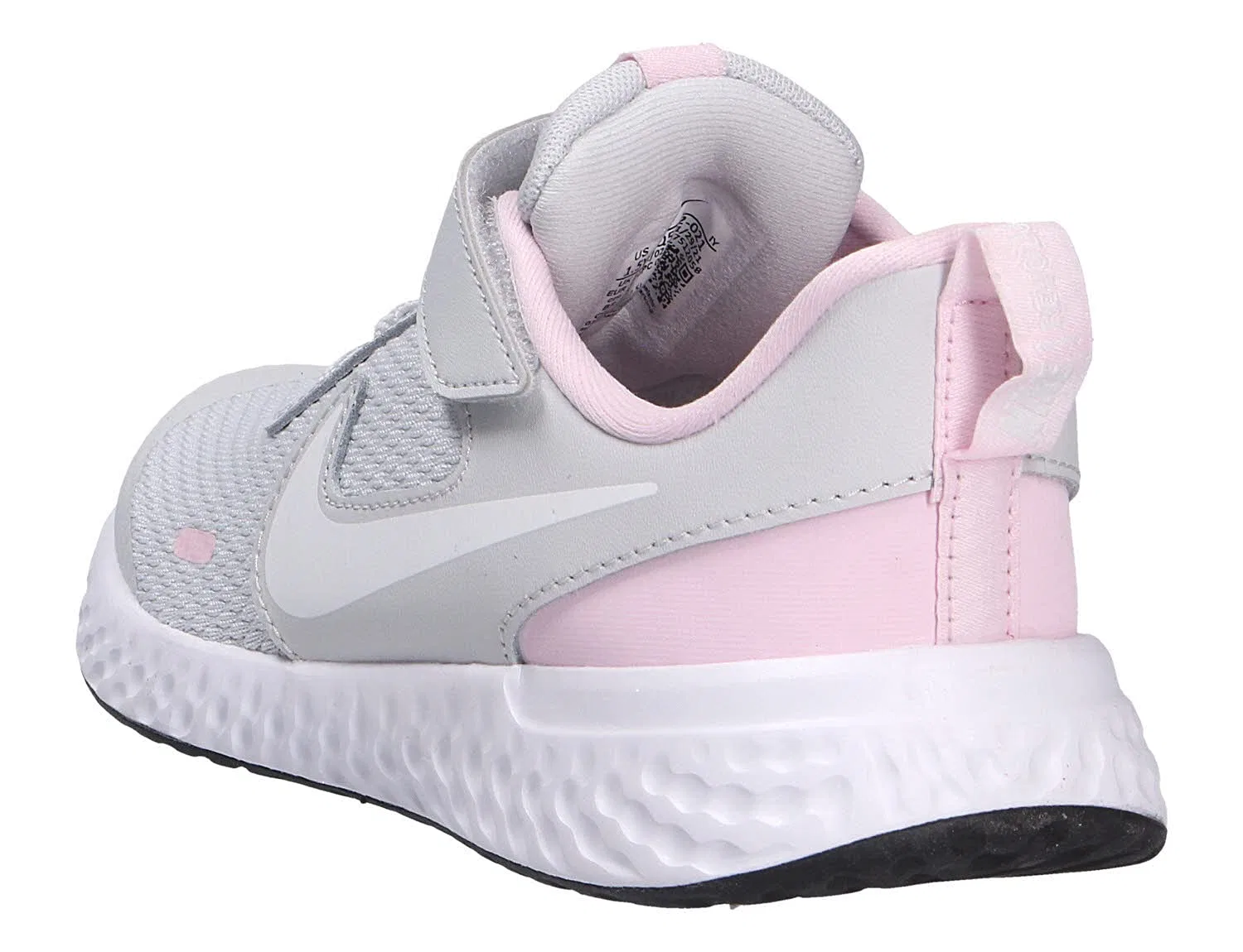 Детские кроссовки для мальчиков с липучкой Revolution 5 NIKE, Photon Dust White Pink Foam — фото 3