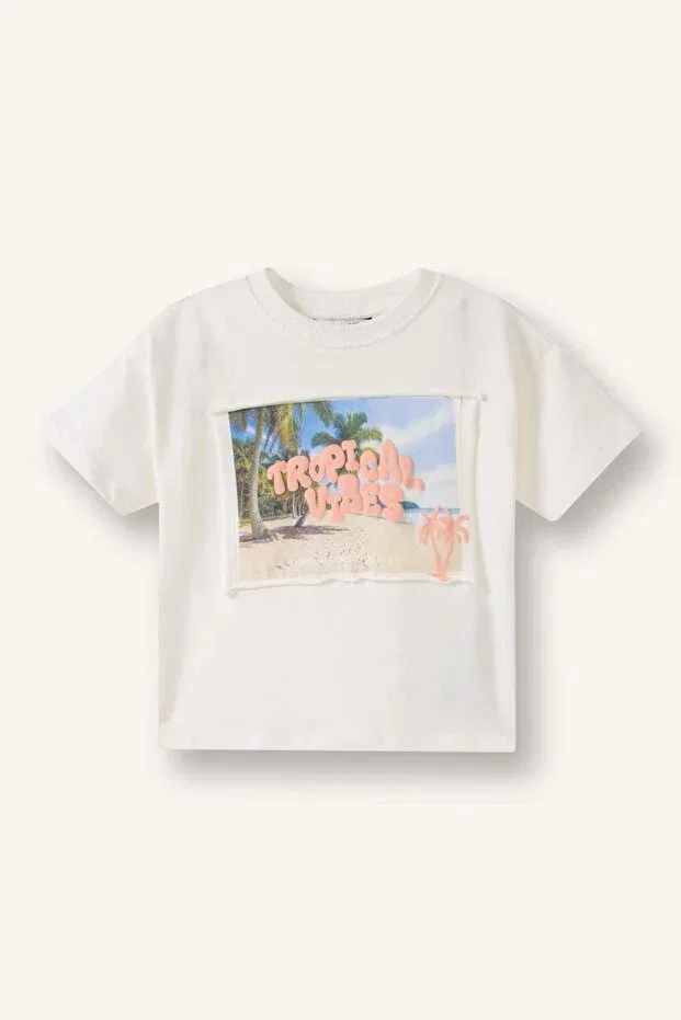 Детская футболка для мальчиков с принтом Oversized Palm Defacto, White-Wt32 — фото 4