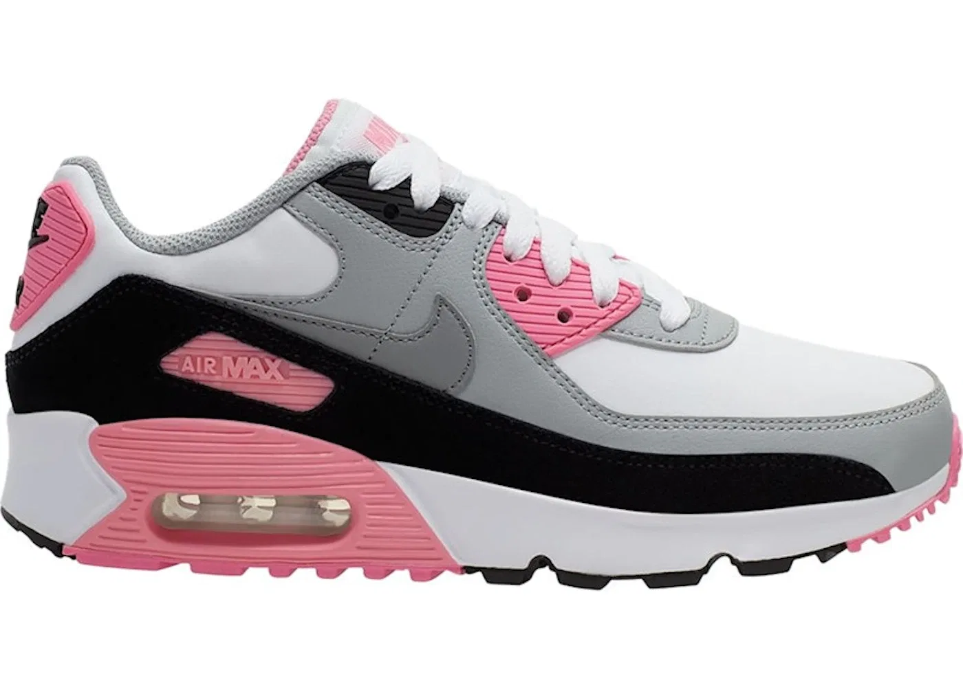 Детские кроссовки Lifestyle с амортизацией Air Max Nike Air Max 90, White/Particle Grey-Light Smoke Grey-Rose
