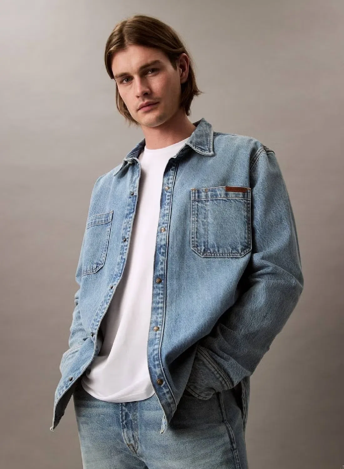 Футболка хлопковая классического кроя Calvin Klein, белый — фото 2