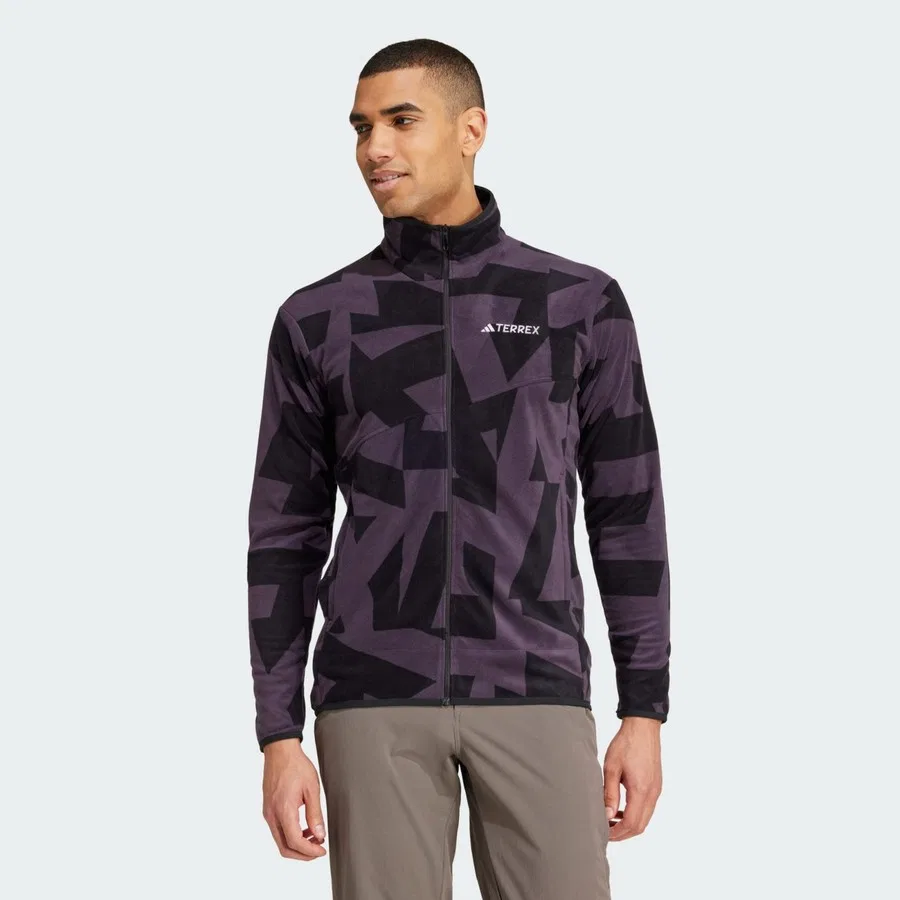 Куртка-флис с принтом Terrex Multi Printed Full-Zip Fleece Jacket adidas, Серо-зеленый