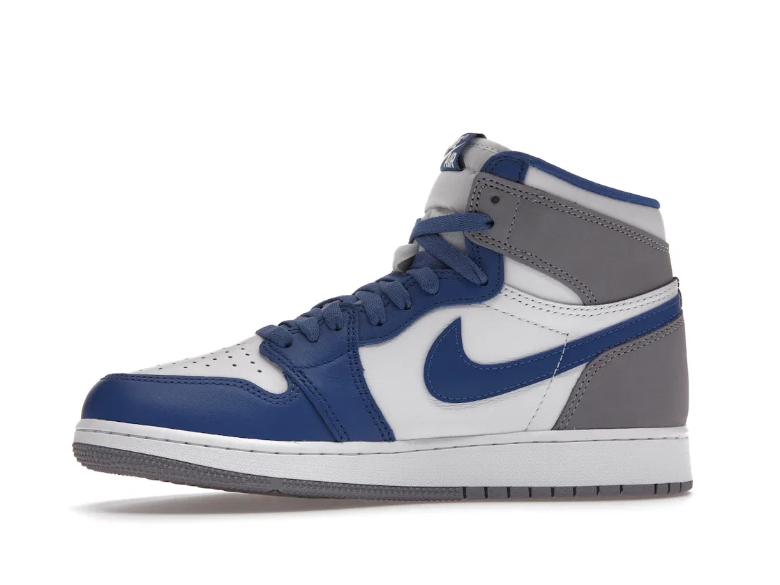 Детские кроссовки для мальчиков с высокой посадкой Jordan 1 Retro High OG Jordan, True Blue/White/Cement Grey — фото 3