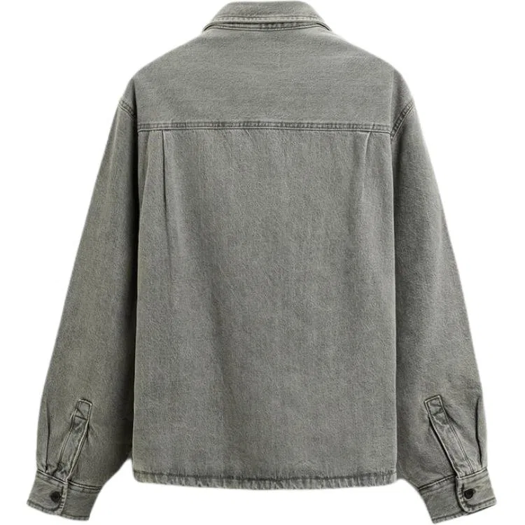 Мужская джинсовая куртка с лацканами Gray Lapel ZARA, Серый — фото 3
