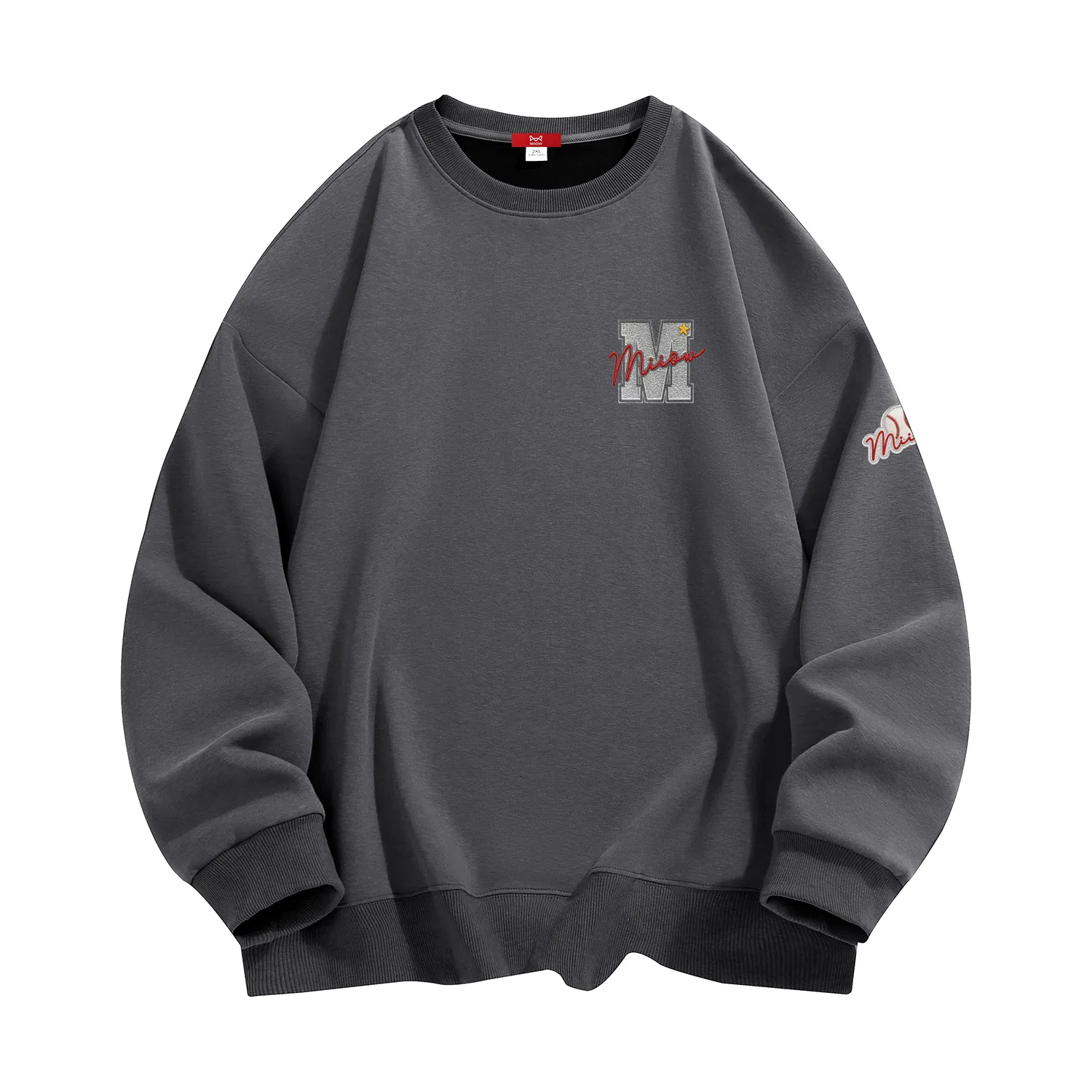 Детский свитшот с круглым вырезом, свободный крой, Dark Gray, MIIOW