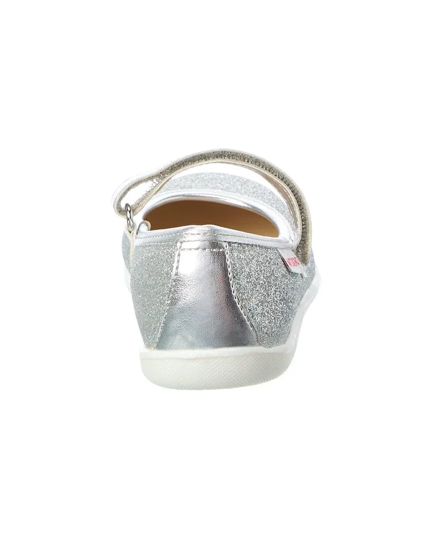 Детские кожаные балетки-слипоны с блеском Naturino Pavia 2 Glitter Leather Flat, Silver — фото 3