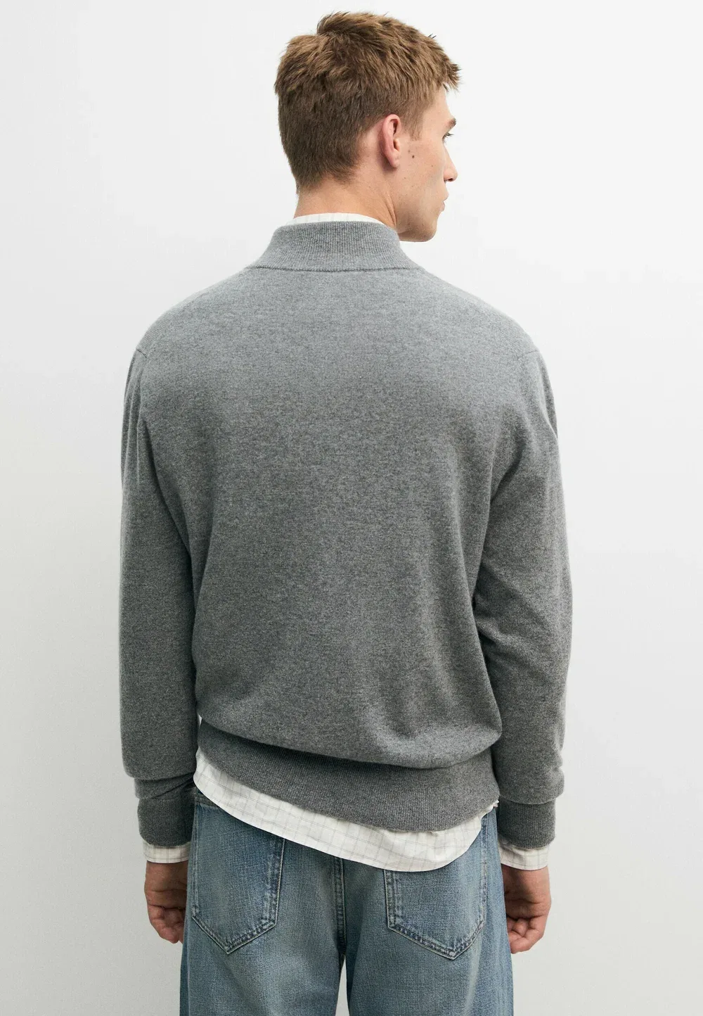 Вязаный кардиган на молнии из 100% кашемира - кардиган Massimo Dutti, Dark Grey — фото 3