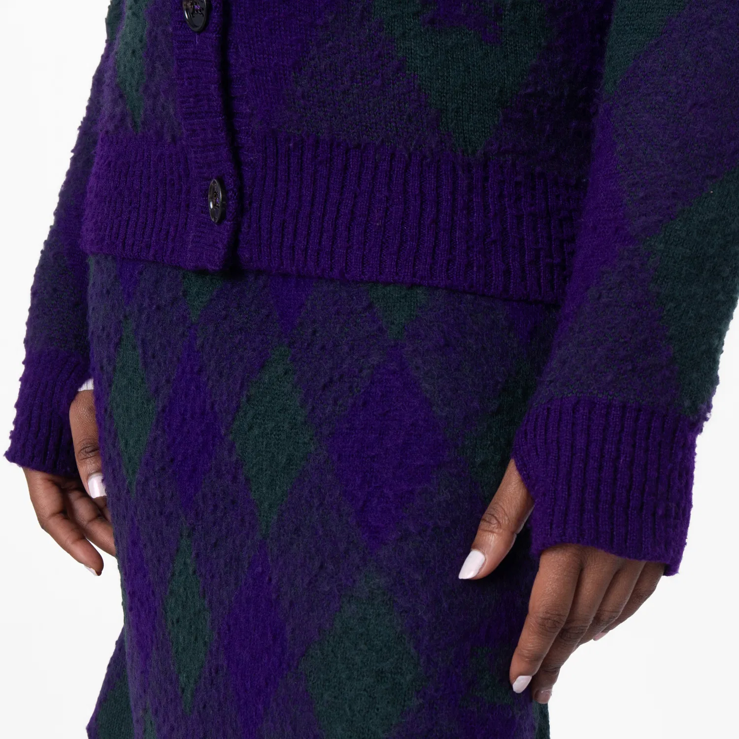 Кардиган женский шерстяной с V-образным вырезом Argyle-Intarsia-Knit Burberry, Royal Ip Pattern — фото 2