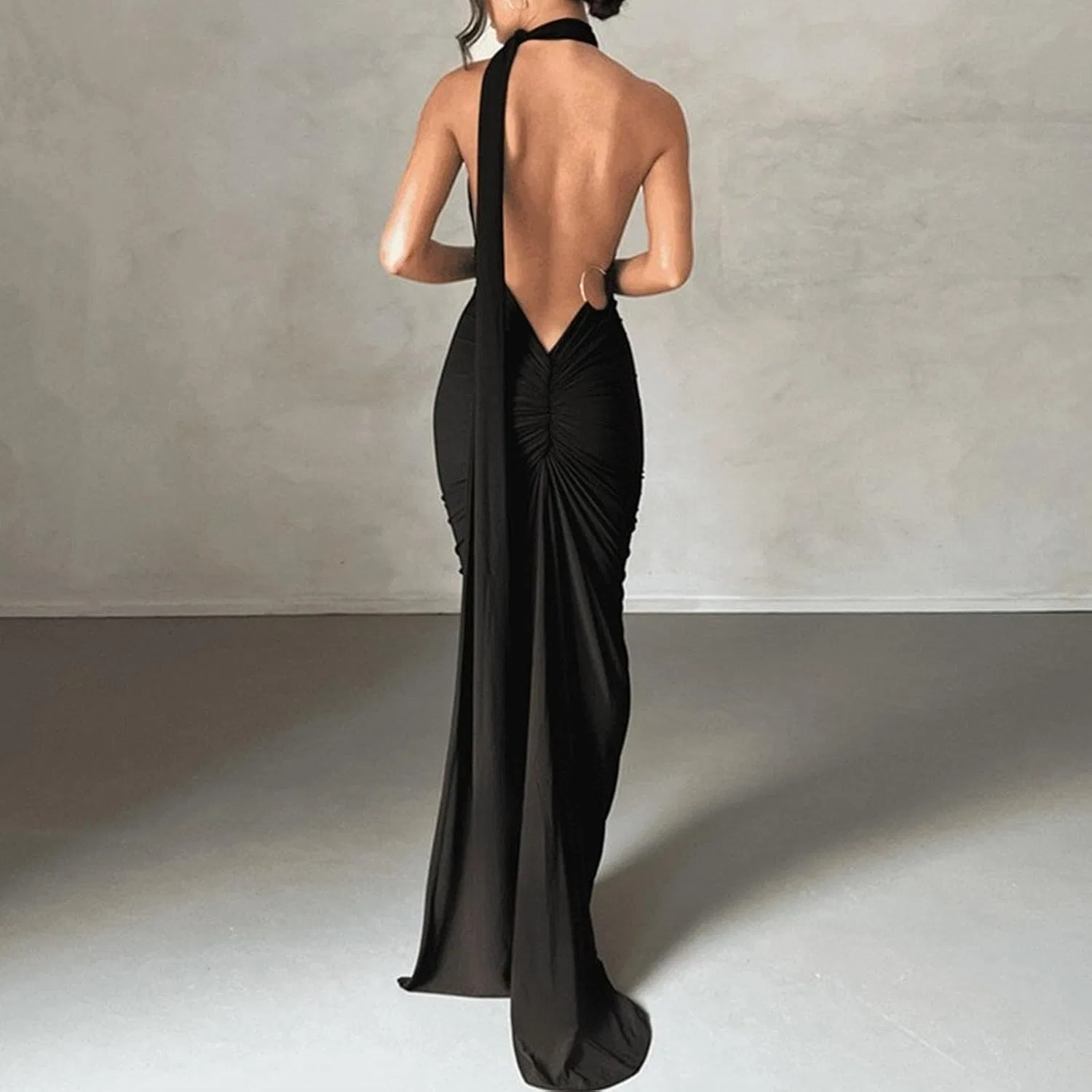 Женское облегающее макси-платье с корсетом Bodycon, Black — фото 2