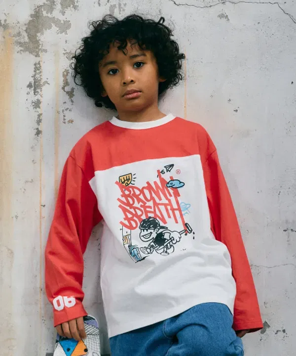 Лонгслив Kids tag color block, Brownbreath Kids, красный