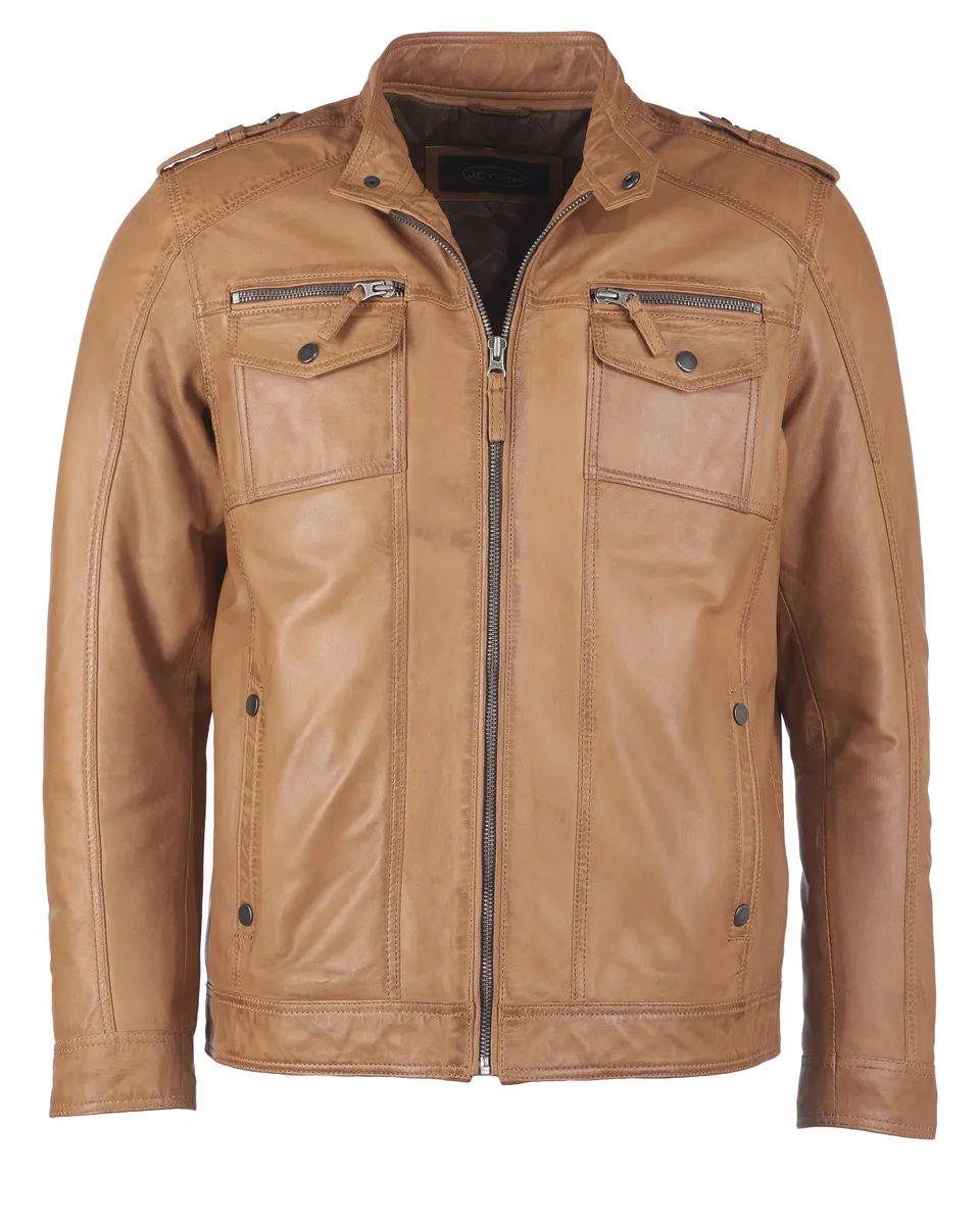 

Байкерская куртка JCC "1101019-2", цвет Cognac