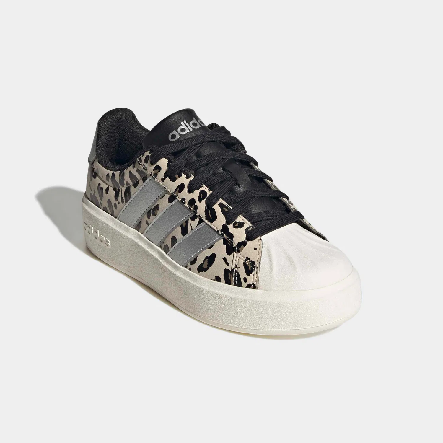 Детские платформенные кроссовки на шнуровке Adidas Sportswear, Crystal Linen/Silver Metallic/Core Black