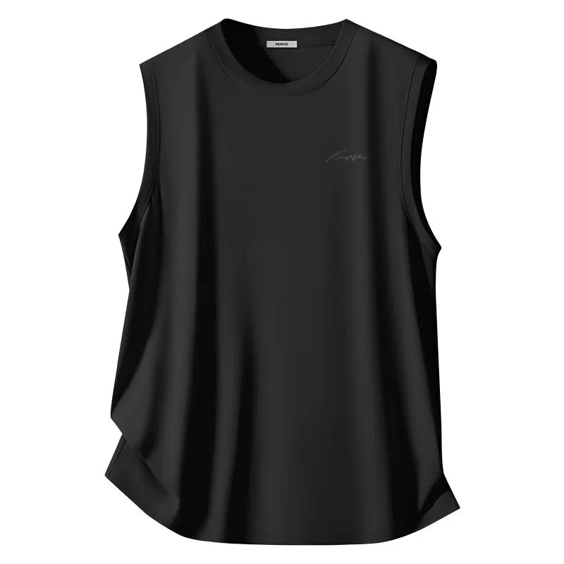 Детский топ-майка с принтом MINISO, Ice Silk Mesh Black (Ma Black and White Smile Chest Logo)