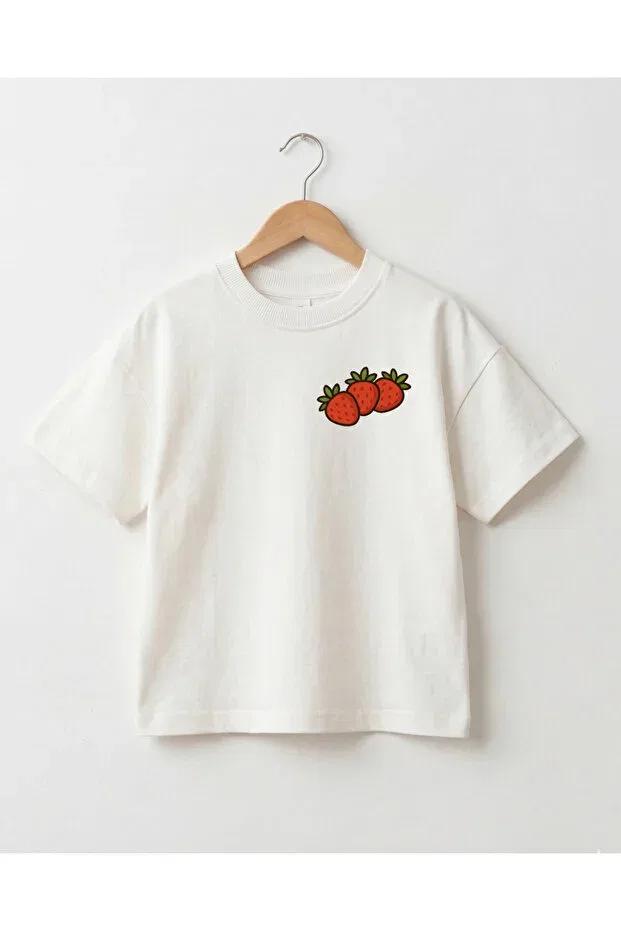 Детский комплект футболок оверсайз с принтом Pineapple & Strawberry Babytex, Ecru — фото 4