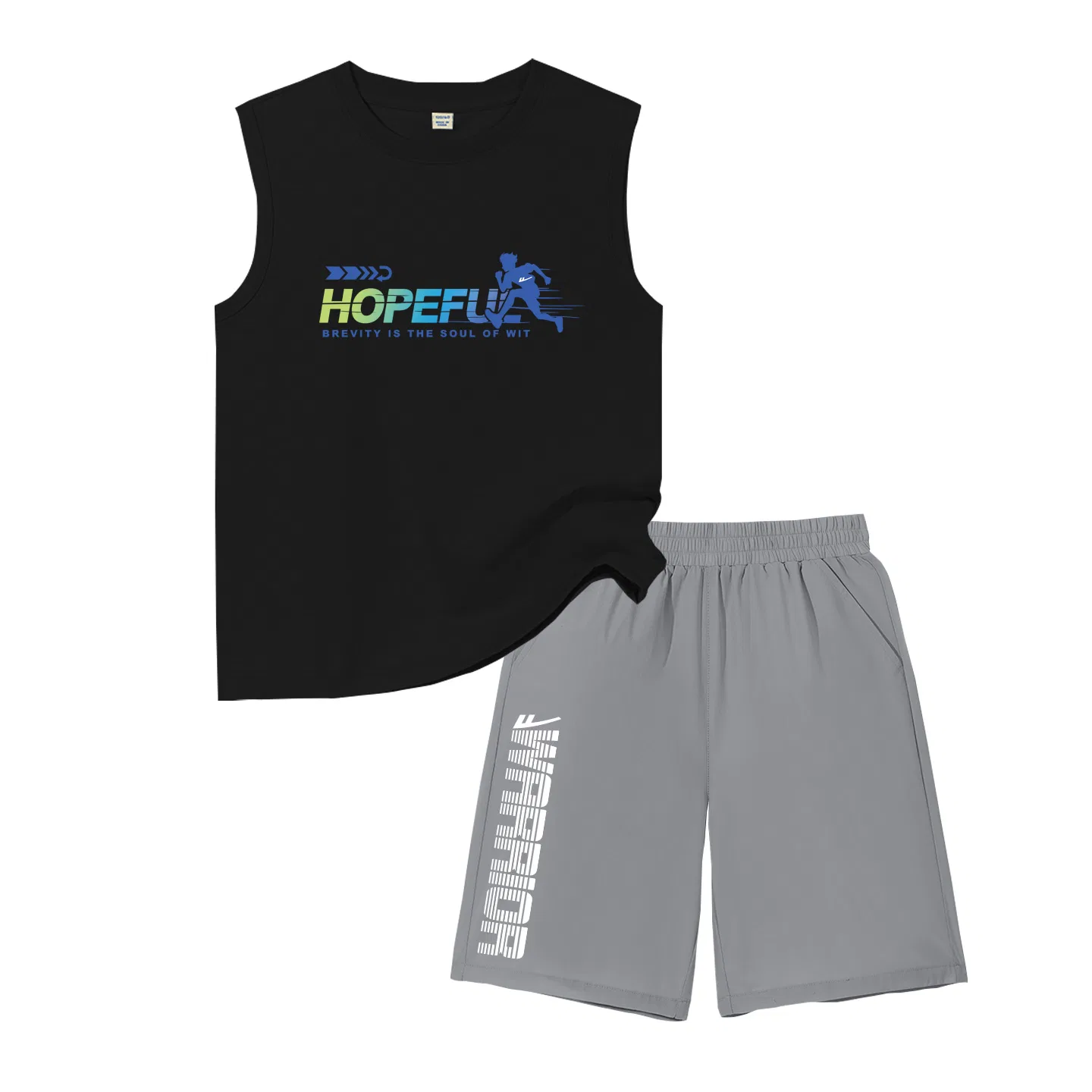 Детский спортивный комплект с принтом Black/H Gradient Running-Gray/H White Interval Bottom Right K WARRIOR