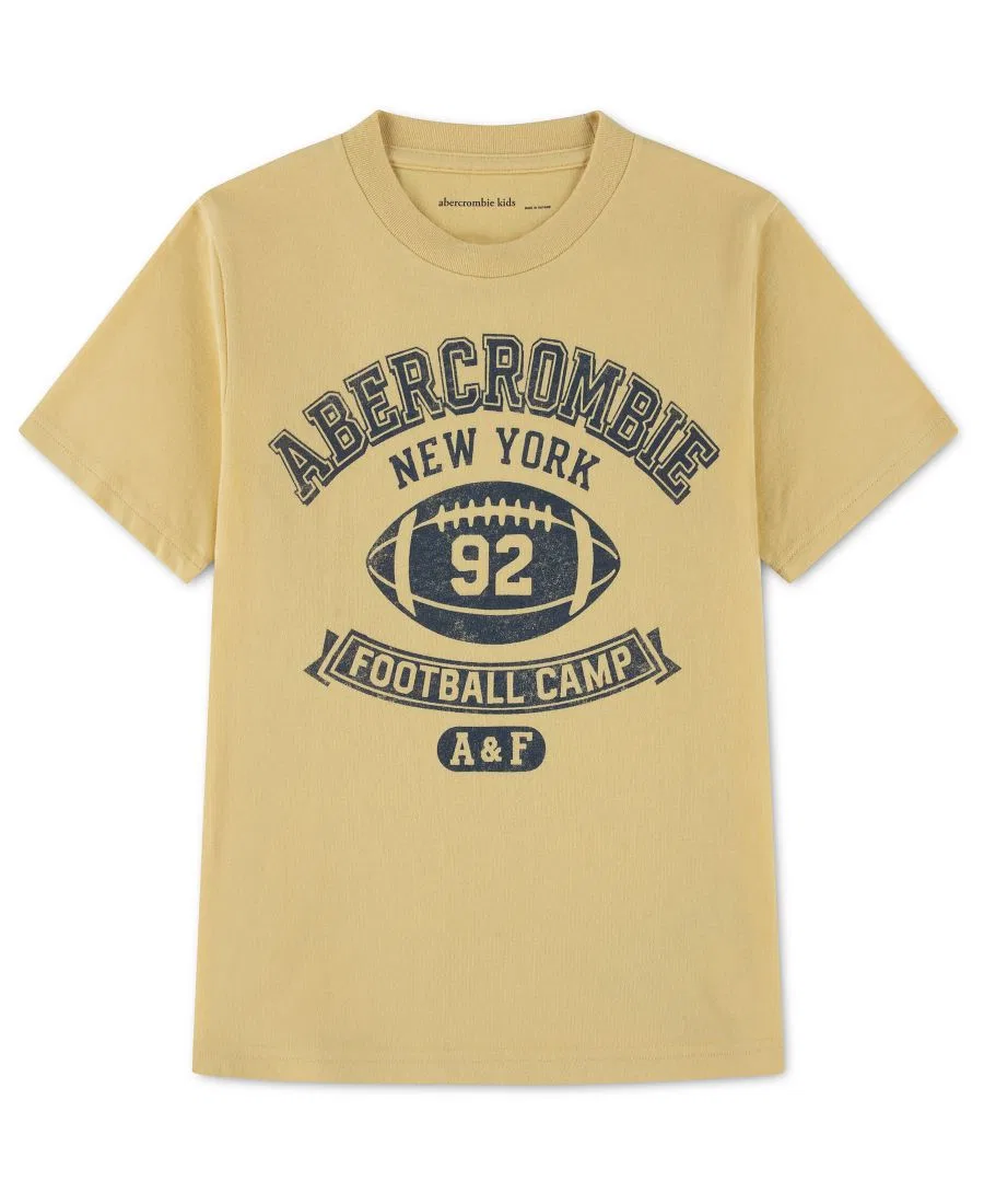 Футболка с коротким рукавом и принтом Football Camp для мальчиков abercrombie kids, Straw