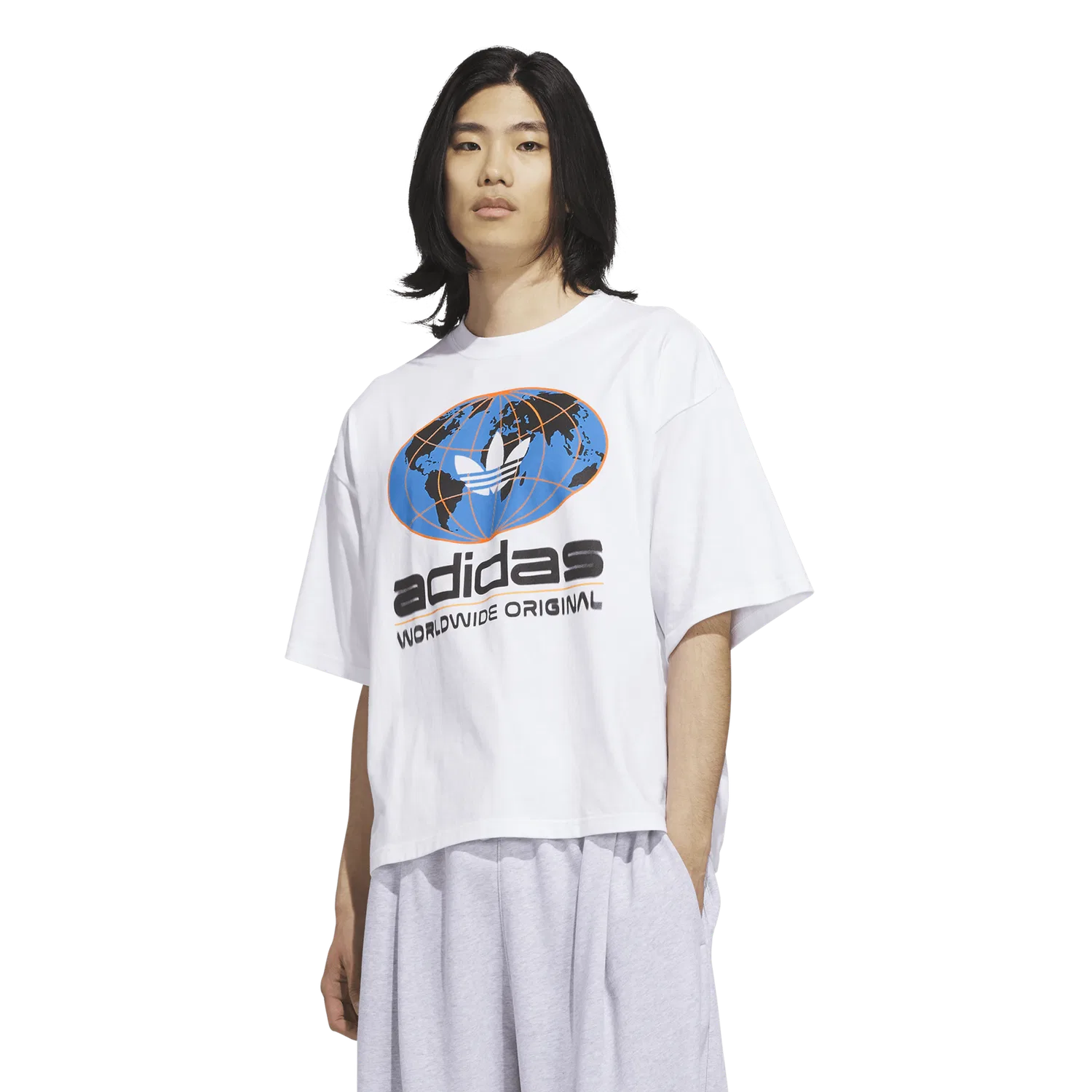 Мужская футболка с принтом World adidas, White/Multi — фото 4