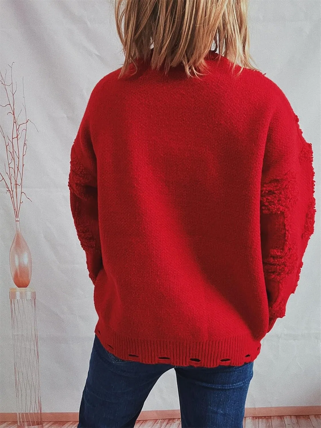 Женский свитшот с принтом Cozy Festive Christmas Knit Oversized Snowflake — фото 4