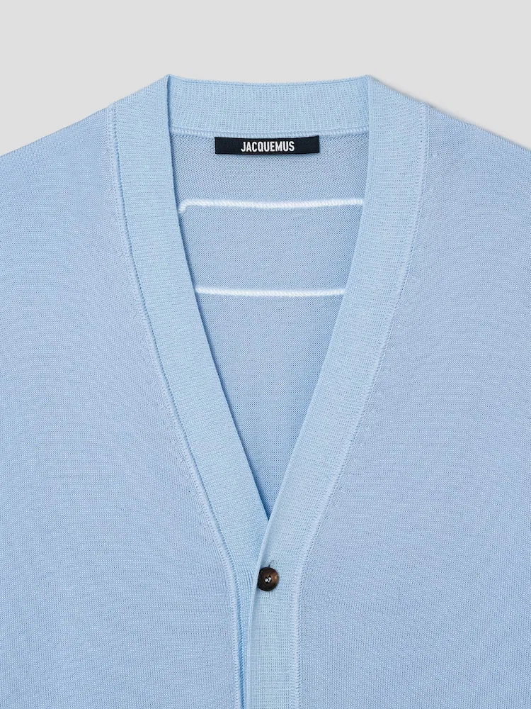Кардиган из шерсти мерино JACQUEMUS, Pale Blue — фото 3