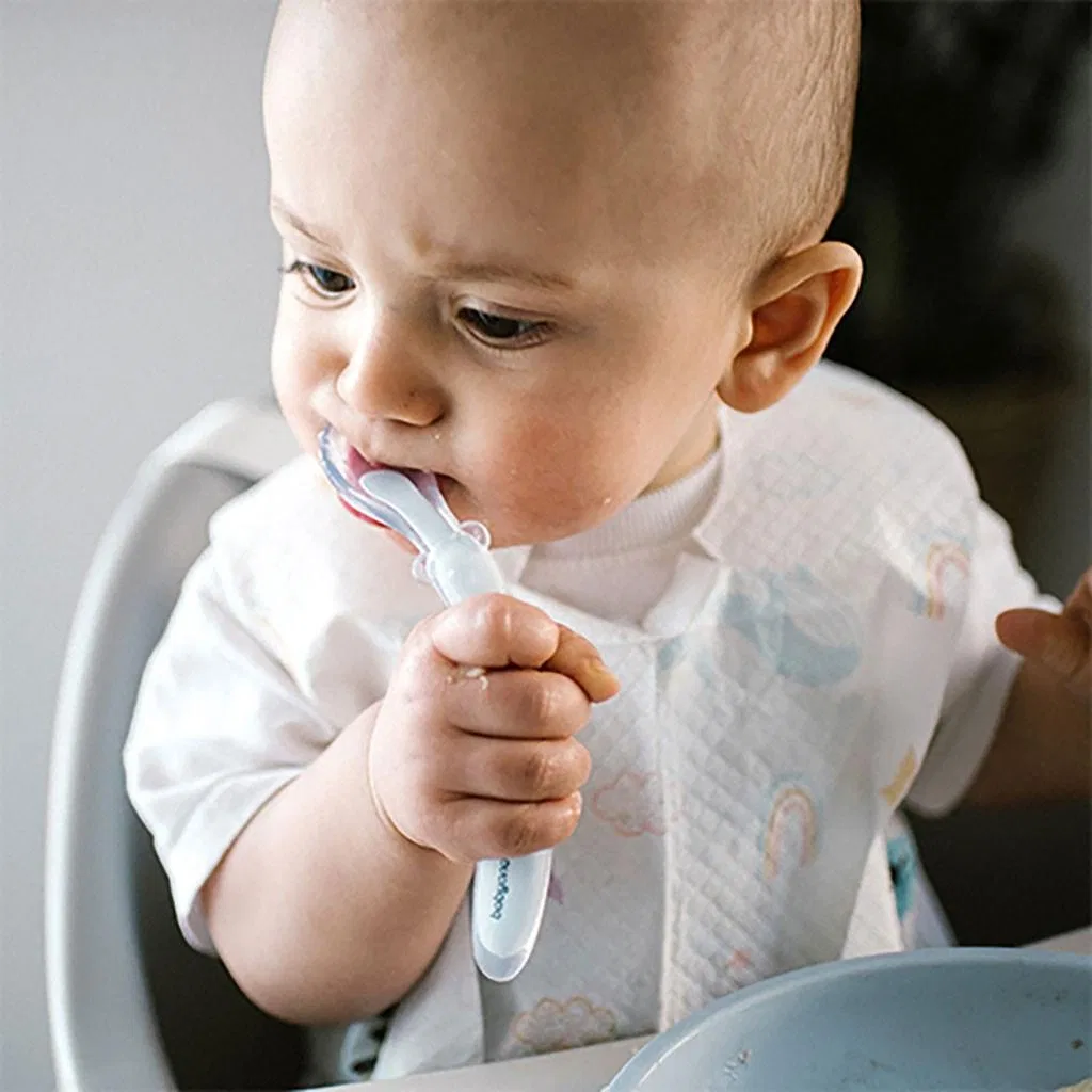 Детский гибкий ложка из силикона BabyOno, Синий — фото 3