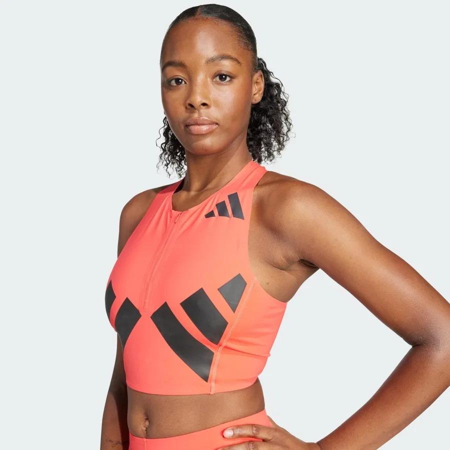 Спортивный топ-кроп с длинным рукавом Adizero Road to Records adidas, Красный — фото 4