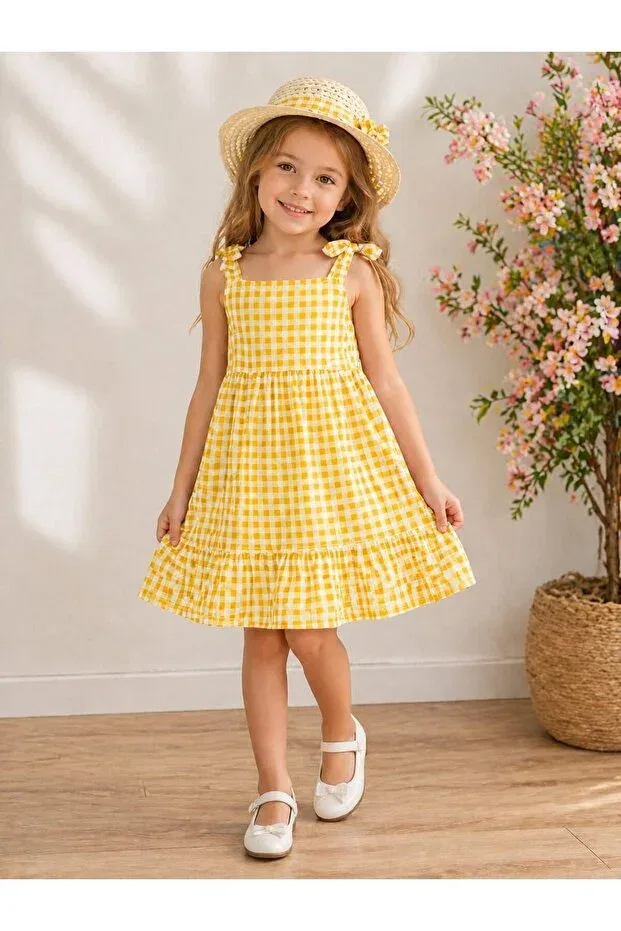 Детское платье для девочек с принтом Kozadankids, Yellow