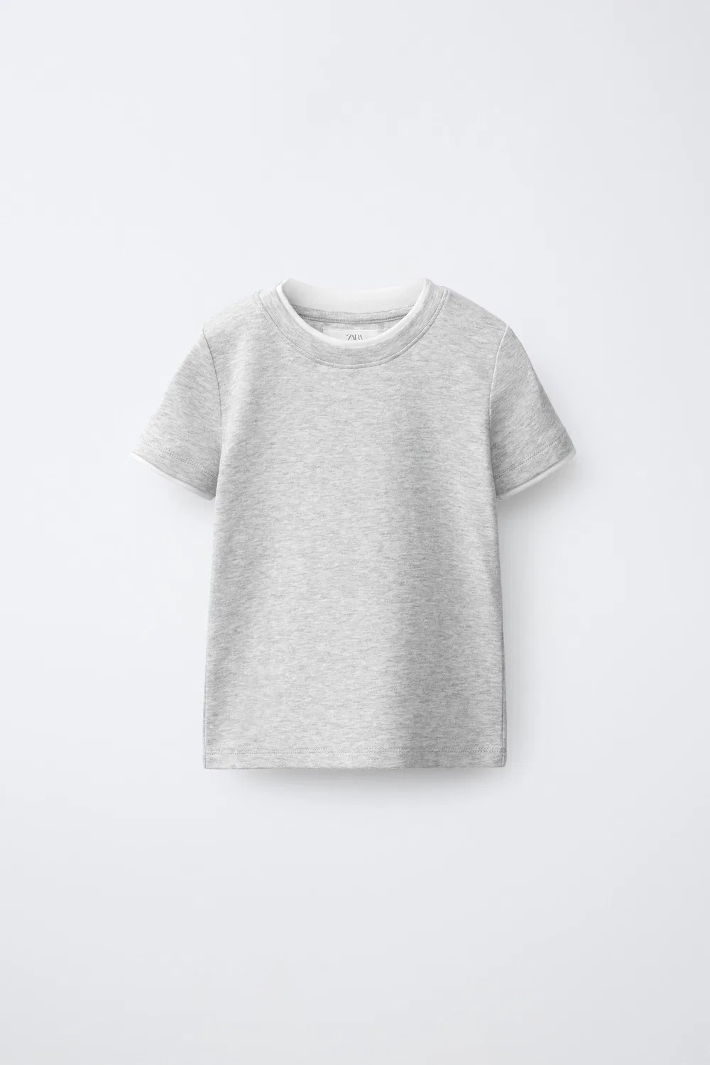 Футболка с двойным вырезом из смеси модала ZARA, Grey Marl