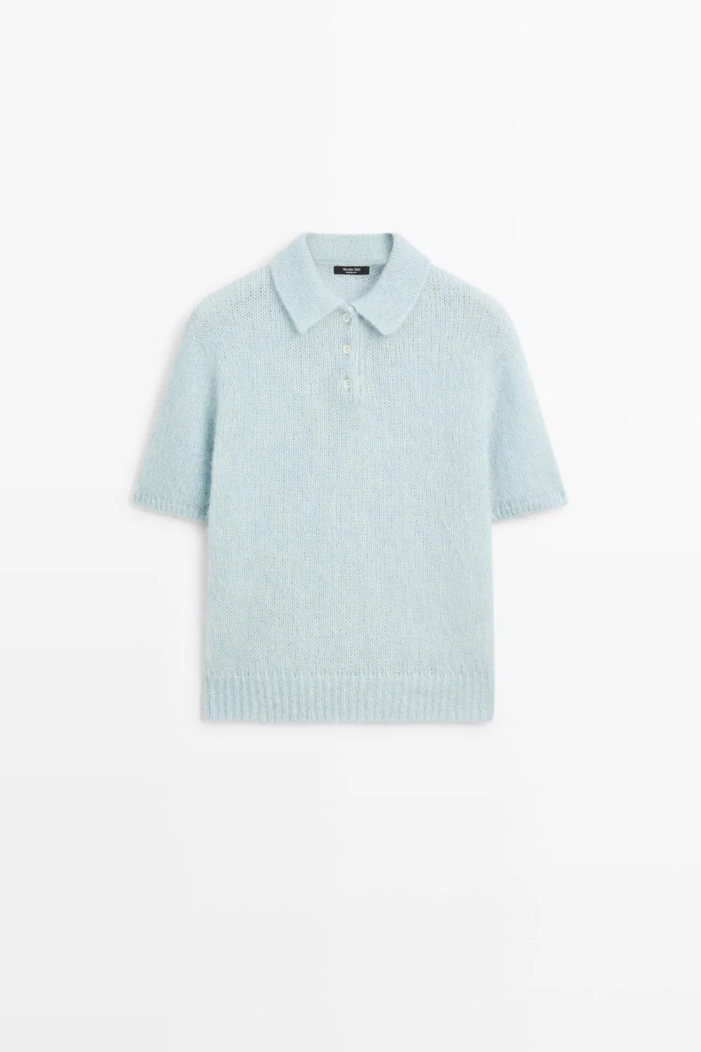 Поло-свитер Massimo Dutti Alpaca Blend Knit, светло-голубой — фото 2