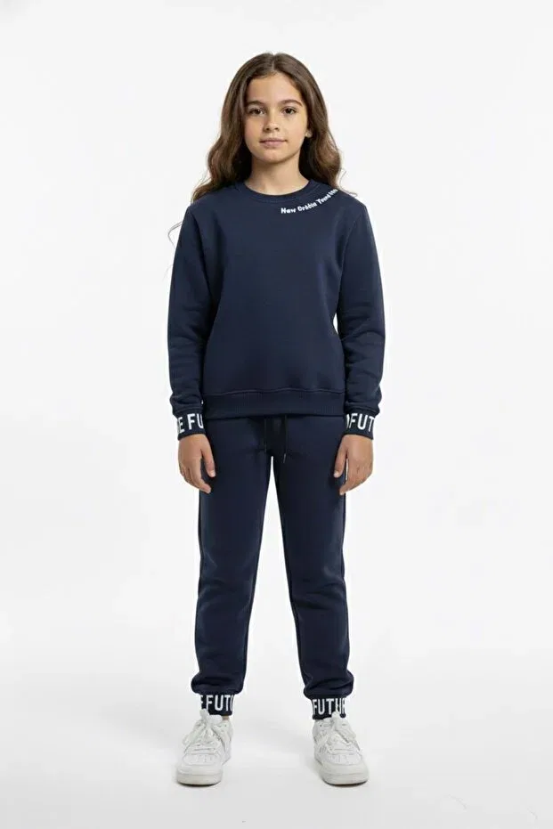 Детский спортивный костюм для девочек с принтом Sportswear Mnk Baby&Kids, Navy Blue