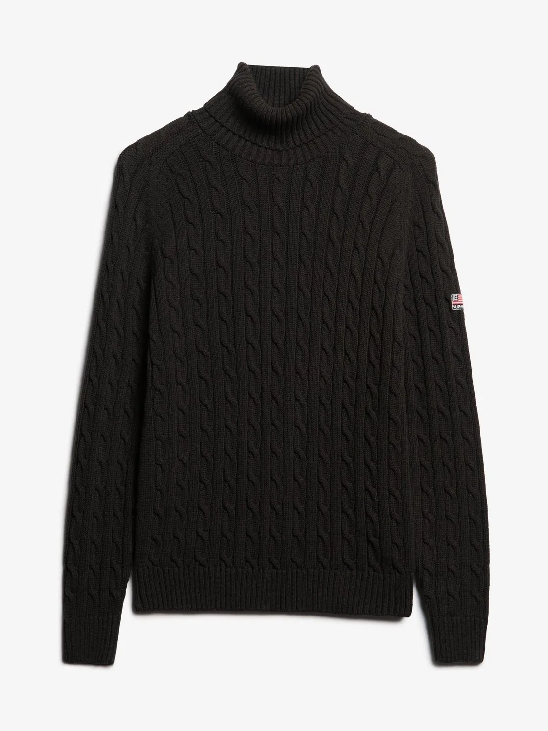 Свитер с воротником-хомутом, свободный, Slouchy Cable Roll Neck Superdry, черный — фото 4