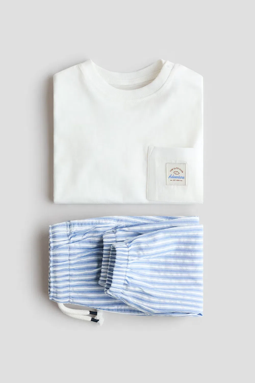 Комплект из 2 предметов, изготовленный из смеси льна H&M, Weiß/Blau Gestreift — фото 2