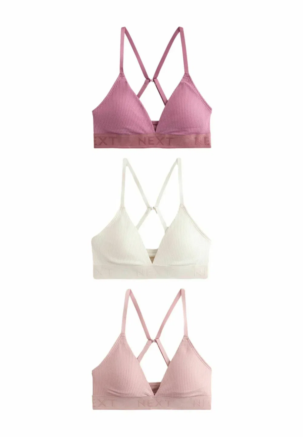3 упаковки - треугольный бюстгальтер Next, Pink/Lilac/Cream