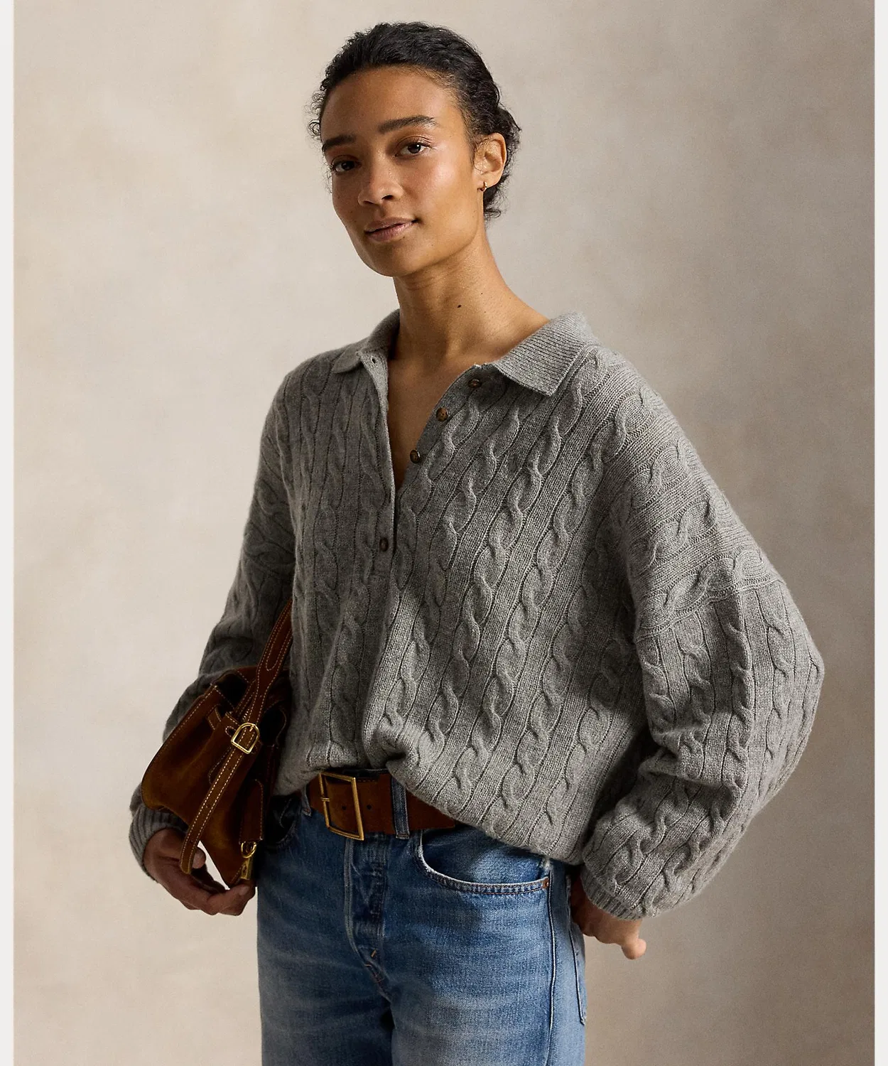 Женский свитер с длинным рукавомиз шерсти и кашемира POLO RALPH LAUREN, Grey