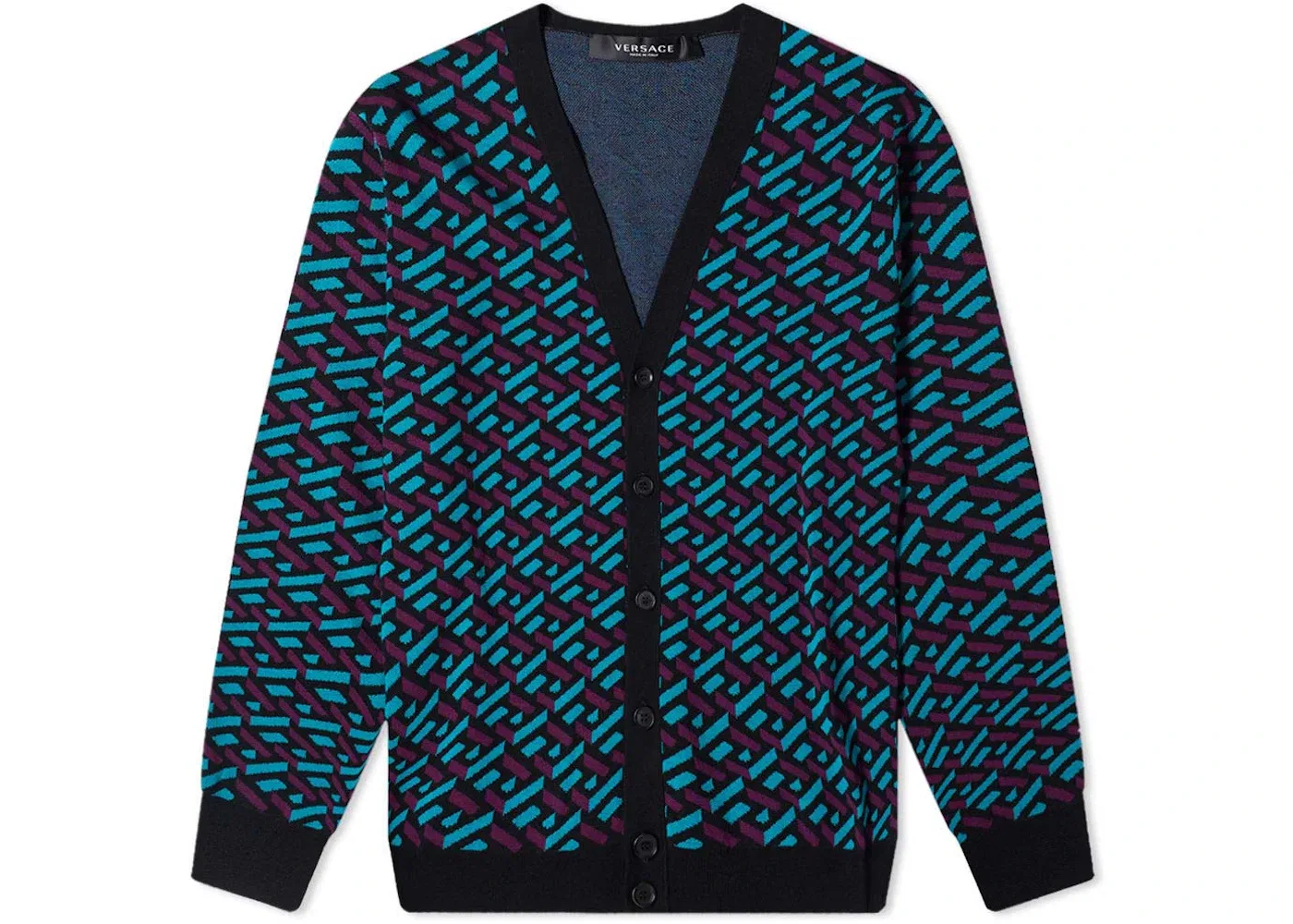 Мужской кардиган с принтом Monogram Geometric Versace, Black/Blue/Purple