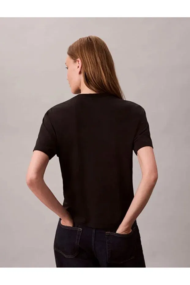 Женская хлопковая футболка Calvin Klein, Black — фото 4