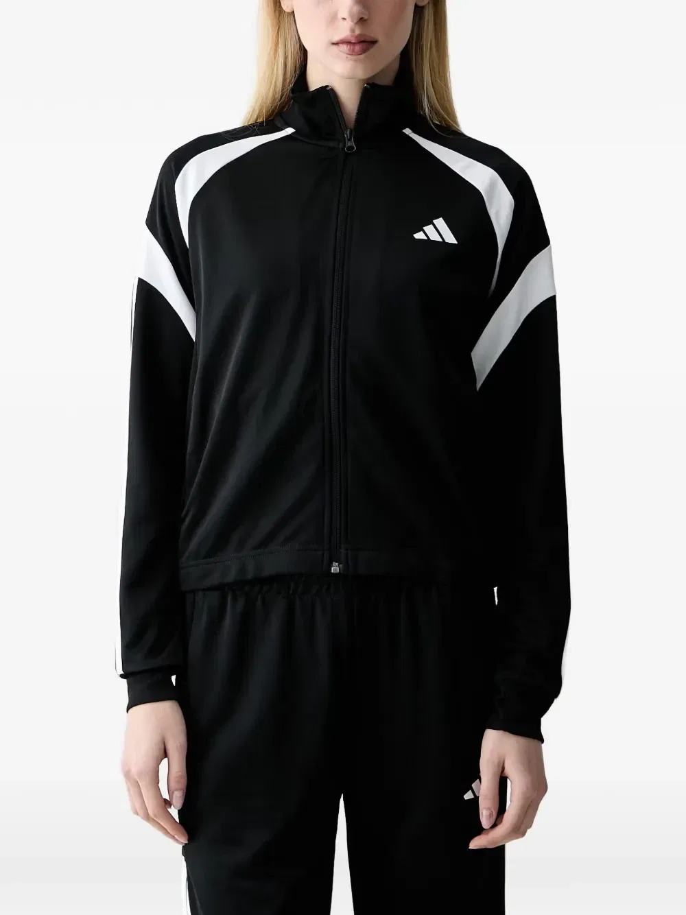 Спортивный костюм на молнии с принтом логотипа Adidas, черный — фото 4