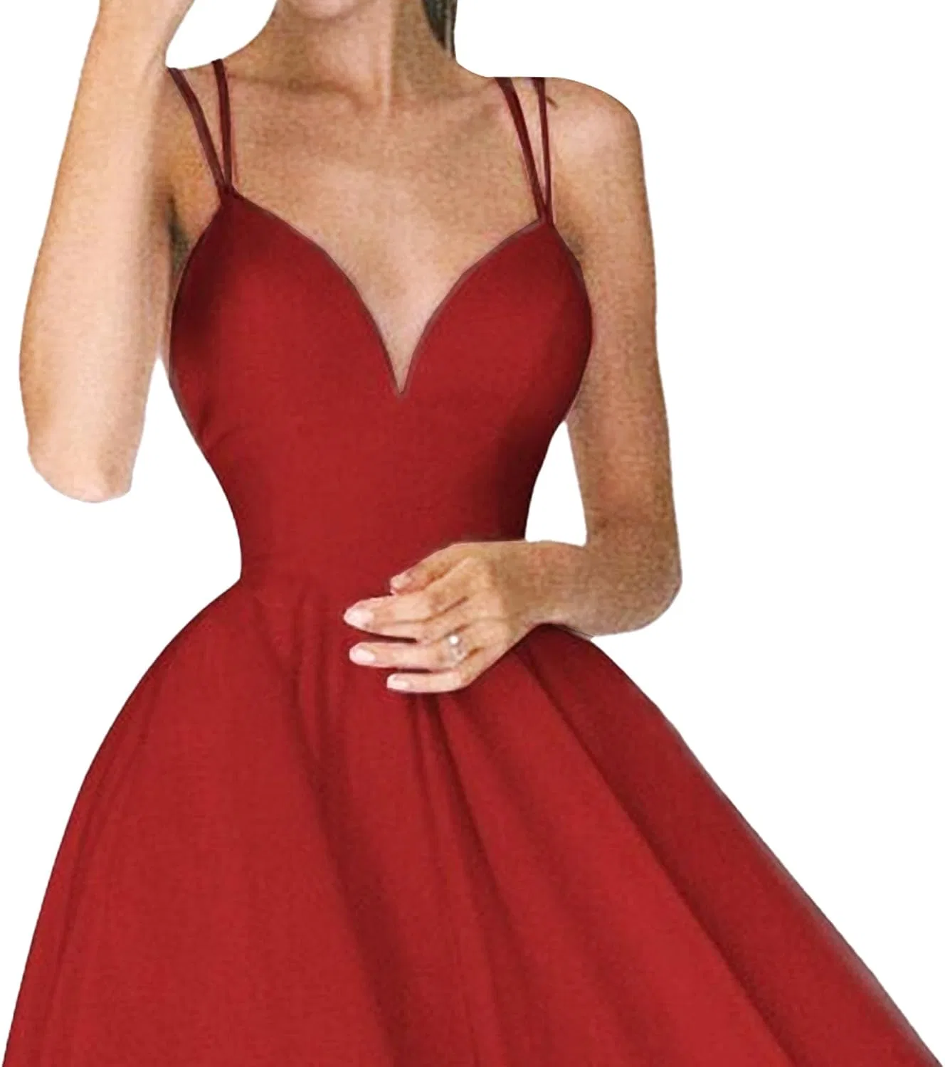 Женское коктейльное платье с V-образным вырезом Vintage, Red — фото 2