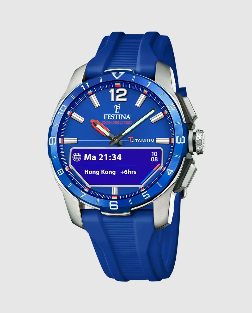 

Мужские часы F23000/3 Connected D синие каучуковые Festina, синий