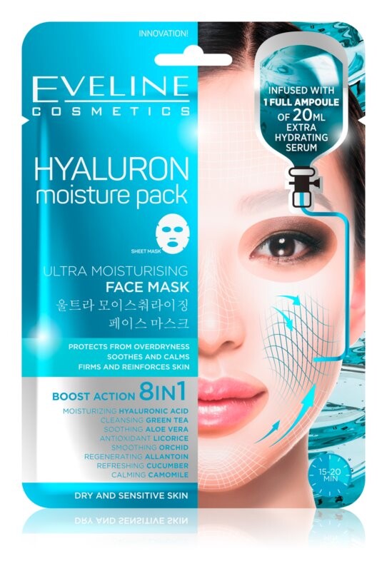 

Супер увлажняющая и успокаивающая маска Eveline Cosmetics Hyaluron Moisture Pack