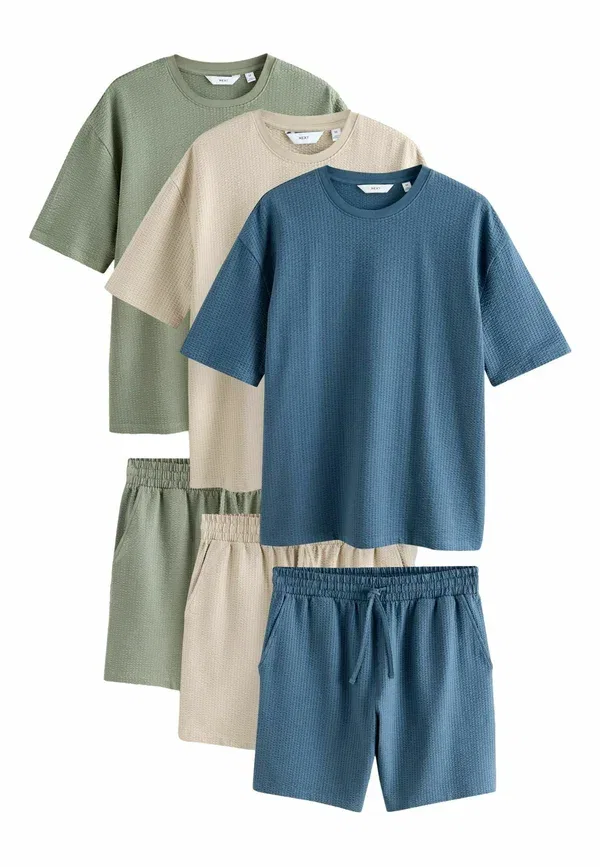 Комплект пижам из 3 предметов, Regular, Set 3 pack - pyjamas, Next, green, neutral, синий/зеленый — фото 4