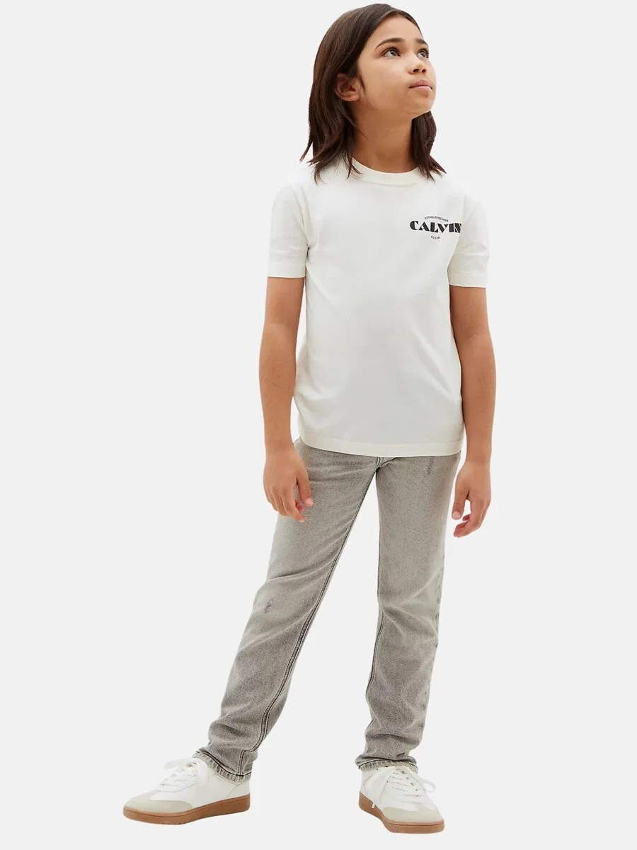 Детские джинсы Calvin Klein Kids обычного цвета, серые — фото 3