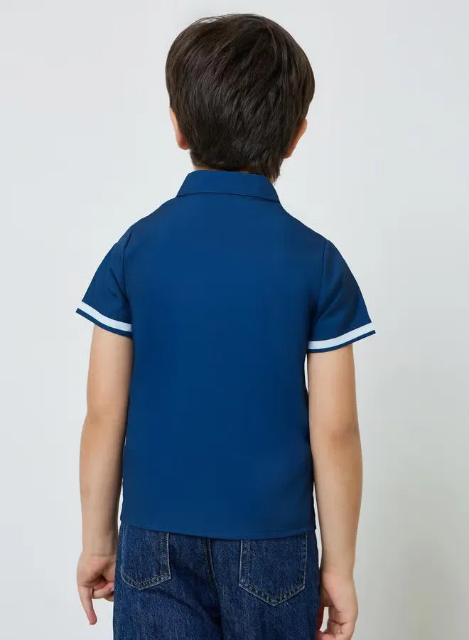 Styli Рубашка с короткими рукавами и вышивкой в полоску для мальчиков, navy blue — фото 4