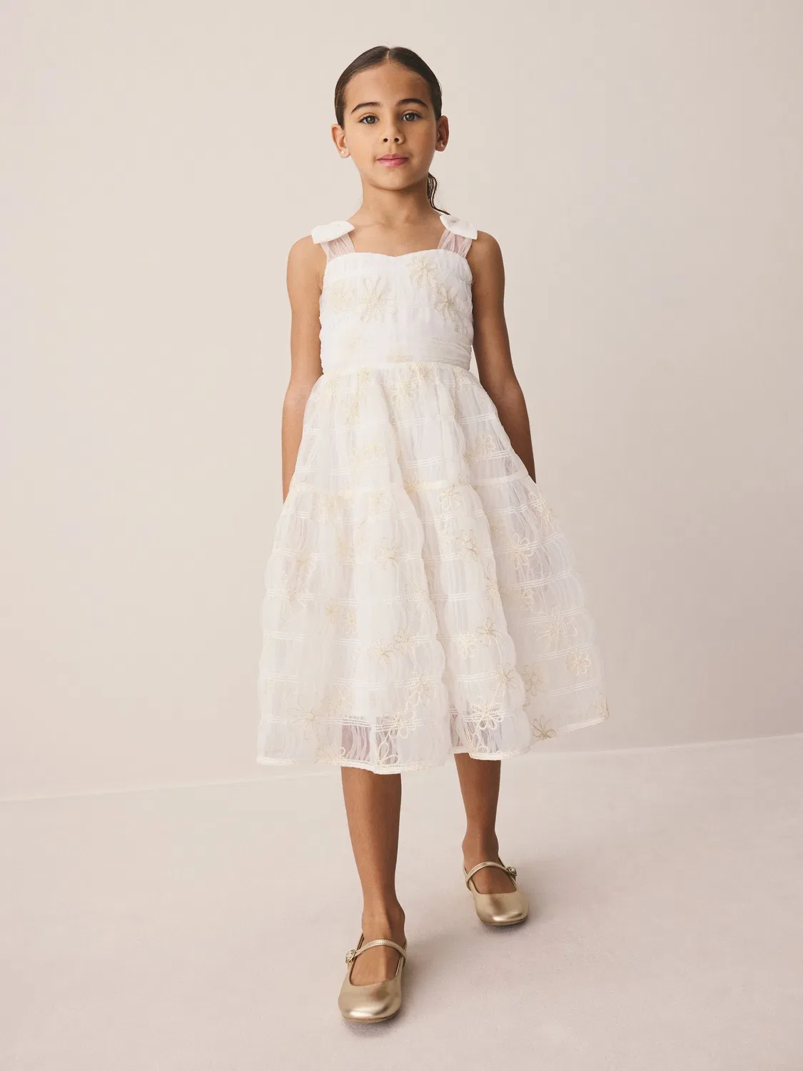 Платье с вышивкой и бантом Laura Ashley, Ivory — фото 3